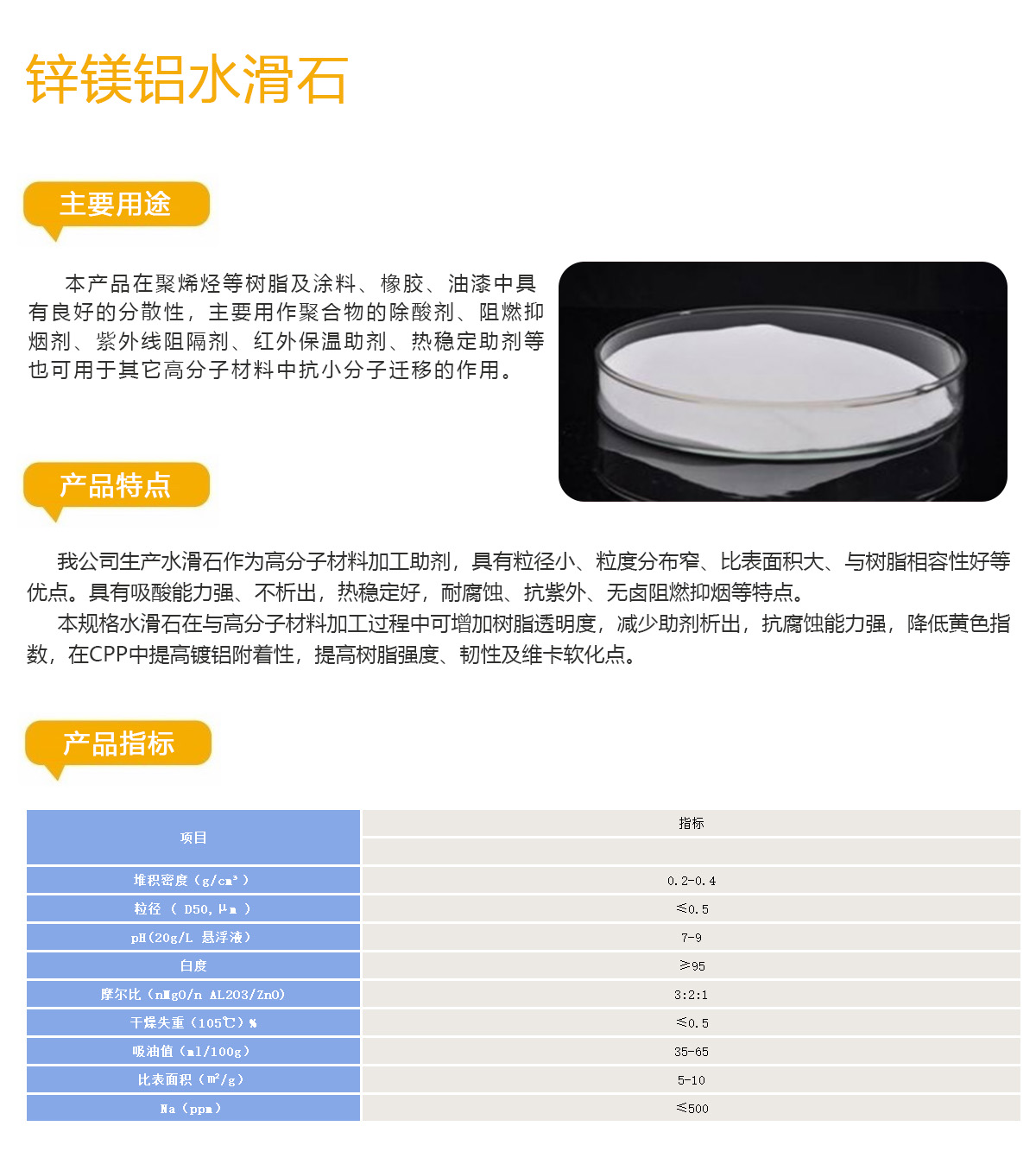 锌镁铝水滑石